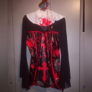 Dollskill Blood Splatter Nun Outfit Dress